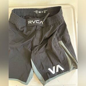 RVCA Black and Olive Green MMA fight Shorts